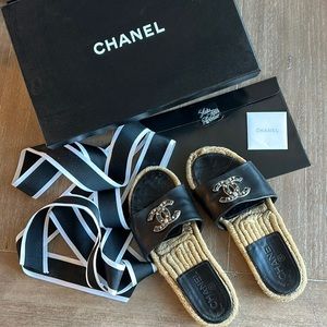 Chanel espadrille slides- loved but lots of life left